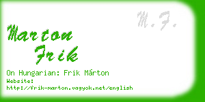 marton frik business card